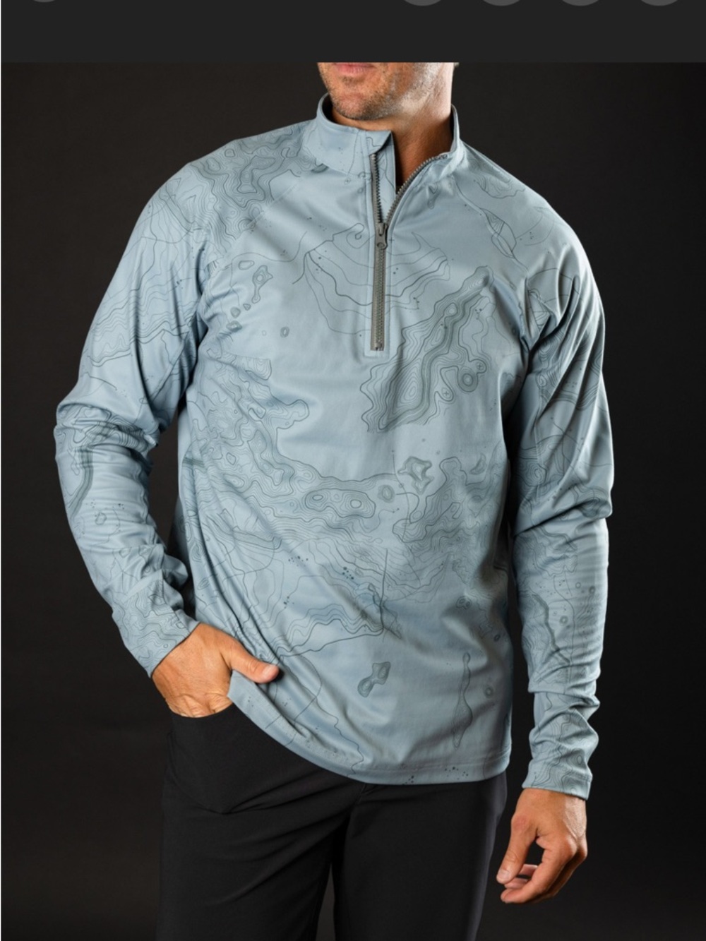 Sunday Swagger Performance Quarter Zip Light with Subtle Topographic Print